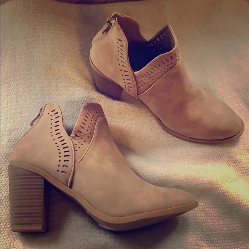 Vegan Khaki Ankle Booties (Tan)
